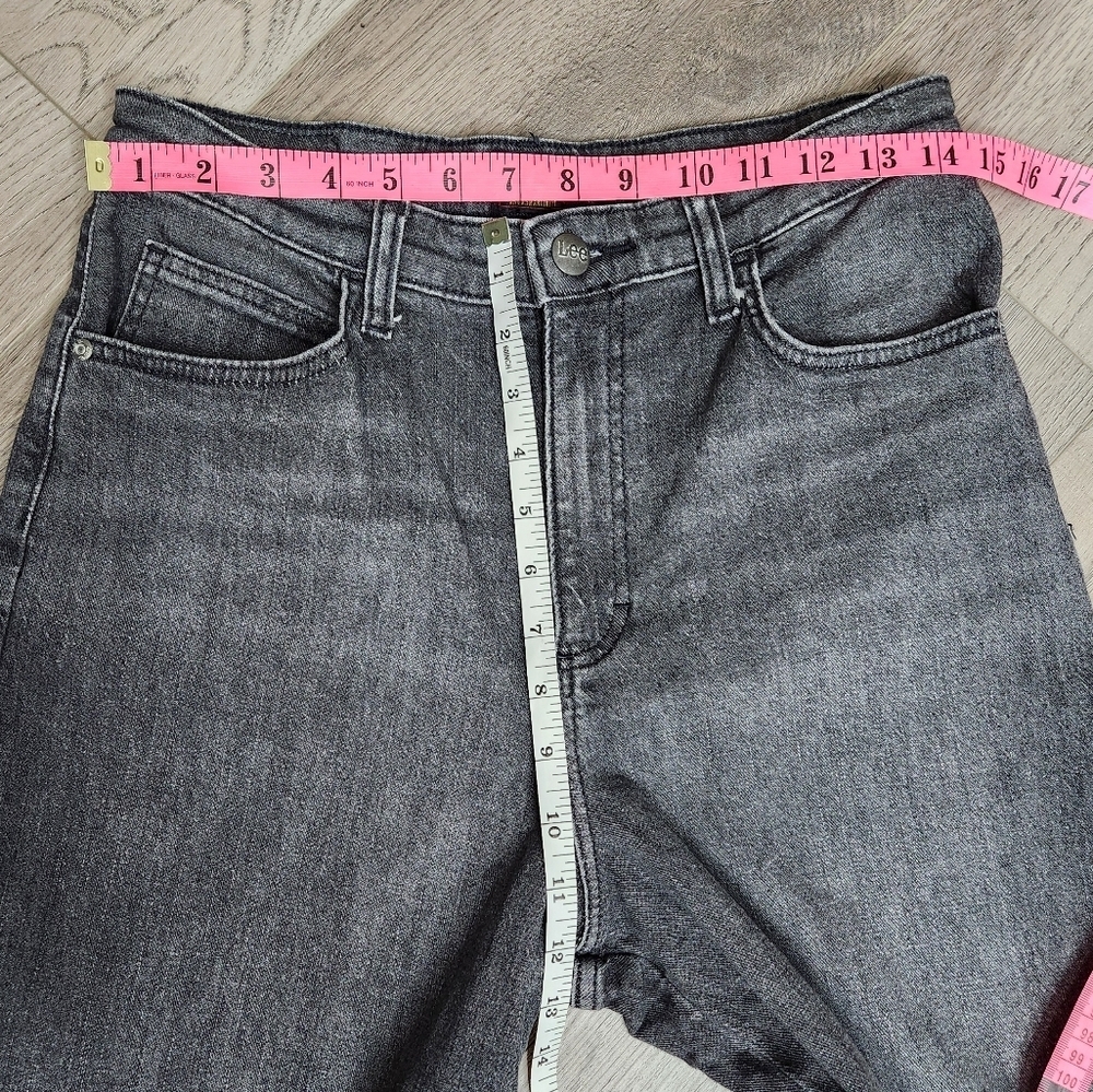 SOLD π Lee Denim Legendary Black High Rise Wide Leg Skater Jeans Size 10 Short - Picture 14 of 14